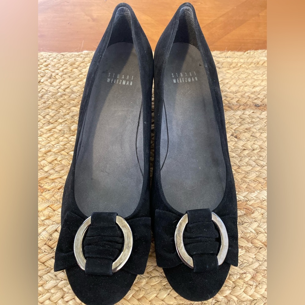 Stuart Weitzman velvet low wedges